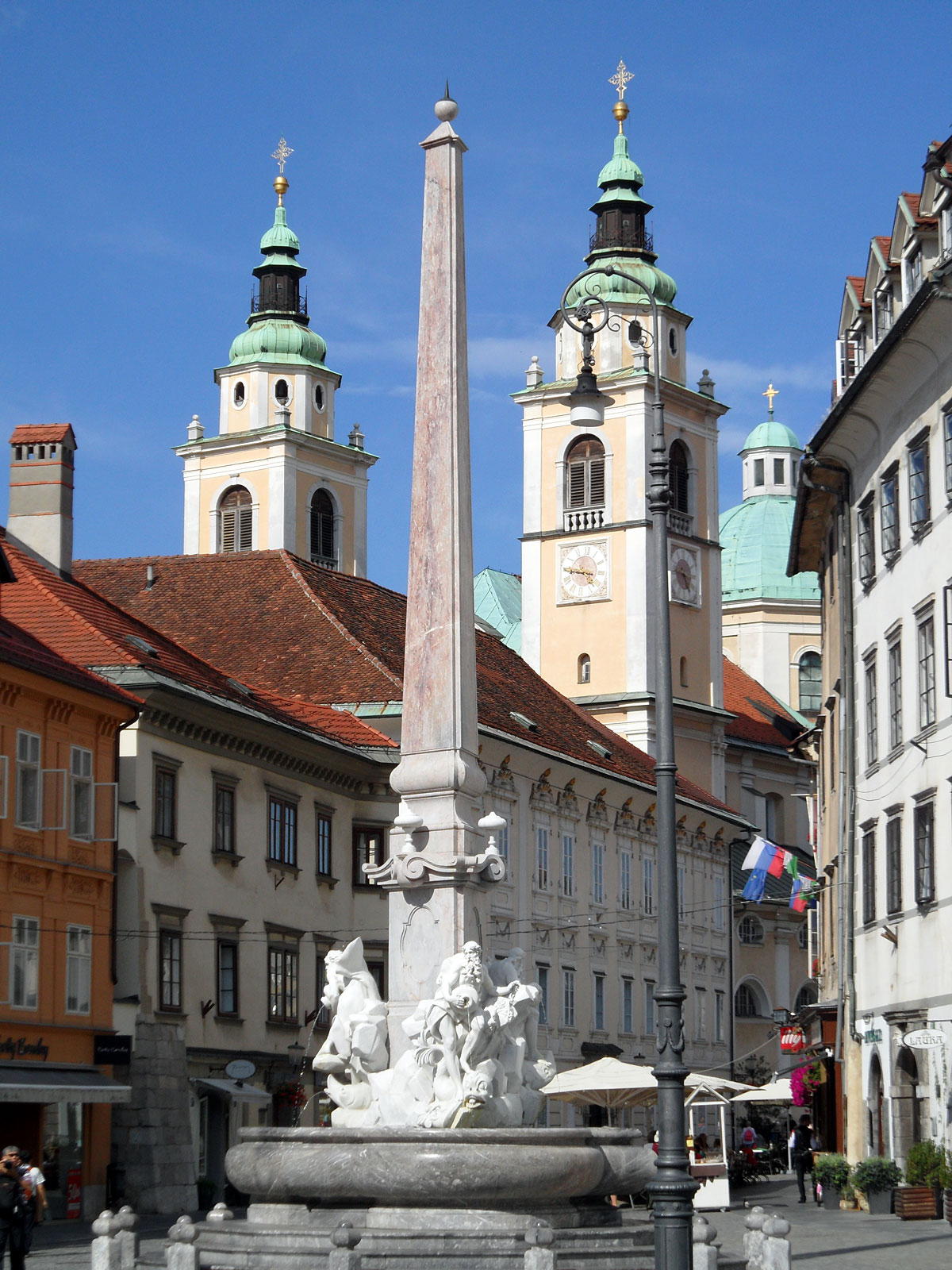 Der Robba-Brunnen in Ljubljana, Slowenien stellt die drei Krainer Flüsse dar.